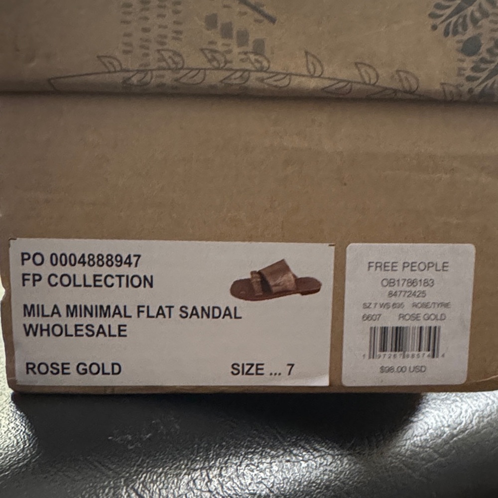 Mila Minimal Flat Sandal - Rose Gold | Free People  ❣️Size 7 - Picture 12 of 16
